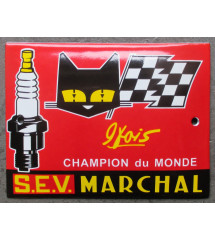 plaque décorative emaillée sev marchal champion du monde 12x9cm motor oil