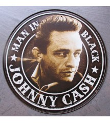 Johnny Cash round plate 30 cm Tole Man in Black Rock Roll Star