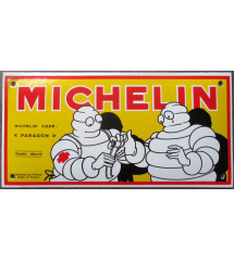 plaque décorative emaillée michelin avec 2 bibendum pansement 20x10 cm deco garage