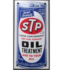 plaque décorative emaillée stp  bidon oil treatment 20x10 cm deco garage