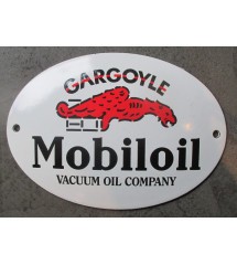 plaque décorative emaillée gargoyle mobiloil ovale 14x10cm motor oil deco garage email