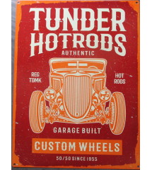 plaque thunder hot rods custom wheels tole 40x30cm metal