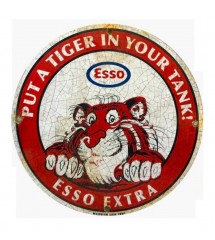 sticker esso extra put a tiger in your tank 8cm autocollant font blanc