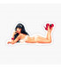 mini sticker pin up brune tatoué allongé autocollant sexy