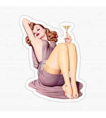 mini sticker pin up et coupe champagne autocollant sexy