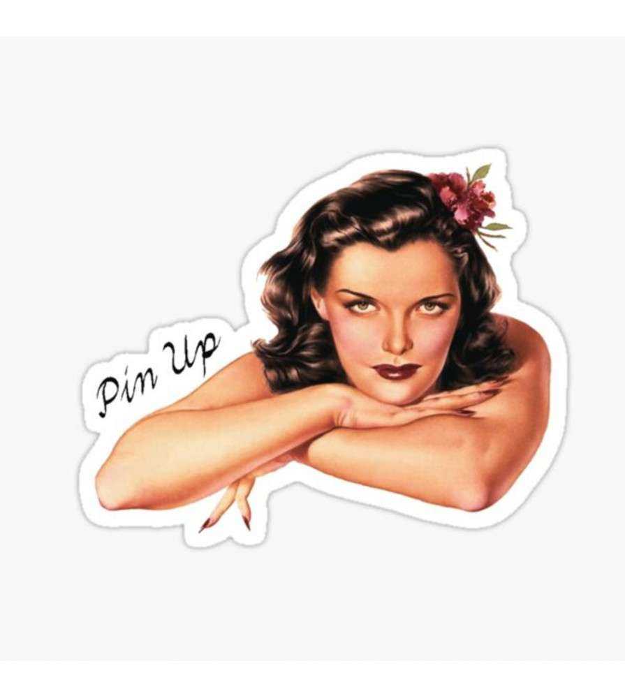 mini sticker pin up bras croisés style rétro 9x7 cm autocollant look
