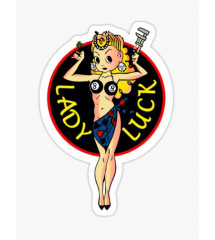 sticker pin up lady luck