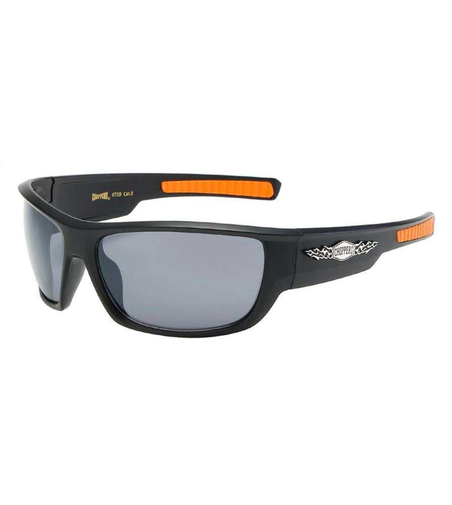 lunette de soleil marque choppers logo a flammes verre gris noir bande orange homme biker lunette de soleil marque choppers logo a flammes verre gris noir bande orange homme biker