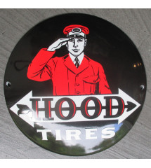 plaque décorative emaillée hood tires  pneu tole ronde 12cm deco métal garage usa