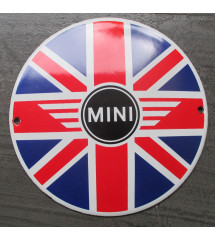plaque décorative emaillée mini drapeau anglais tole ronde 12cm deco métal garage usa
