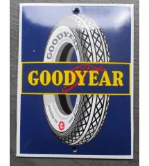 plaque décorative emaillée goodyear rectangulaire 12x9cm pneu flanc blanc D70