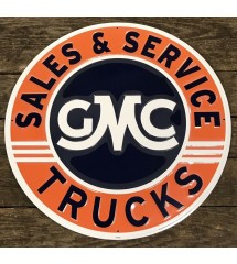 grande plaque 60cm gmc trucks sales & service tole ronde garage affiche metal usa