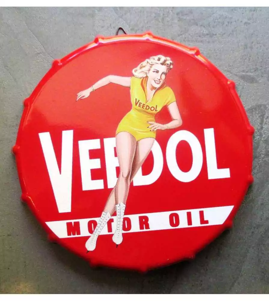 plaque capsule veedol motor oil , patineuse sexy pinup
