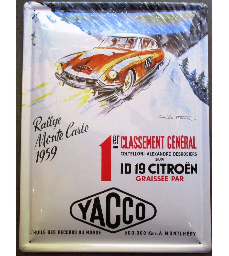 plaque rallye de monte carlo 1959 , citroen id19 , yacco plaque rallye de monte carlo 1959 , citroen id19 , yacco