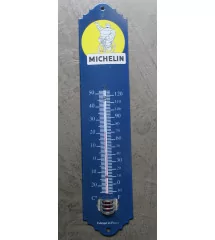 thermometre michelin , bibendum à vélo , ancien en émail
