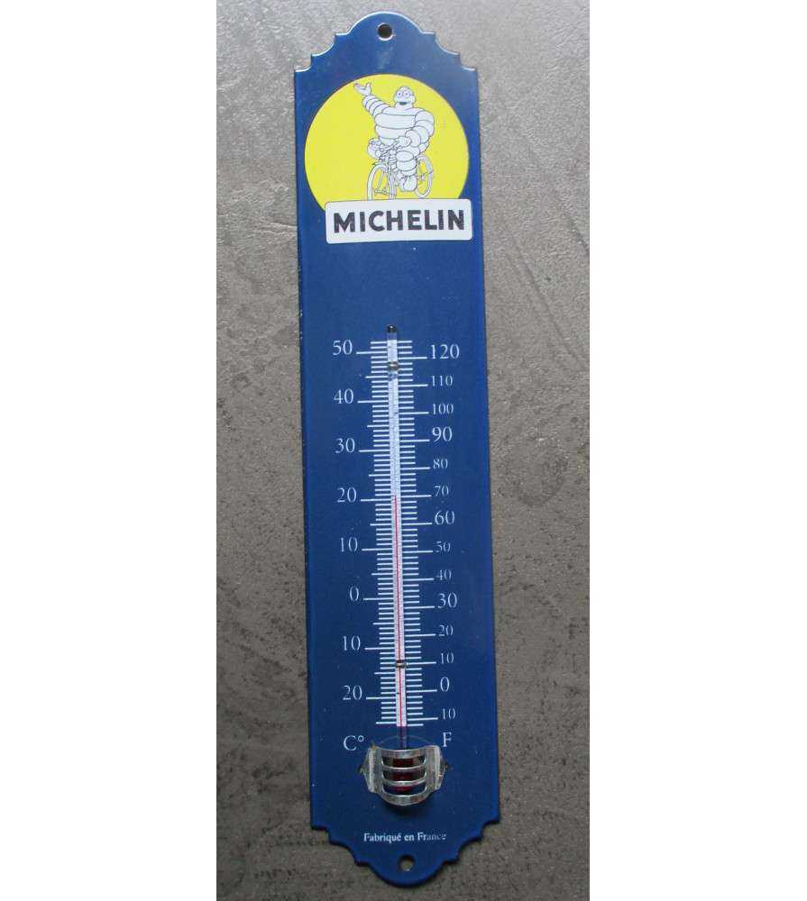thermometre michelin , bibendum à vélo , ancien en émail thermometre michelin , bibendum à vélo , ancien en émail