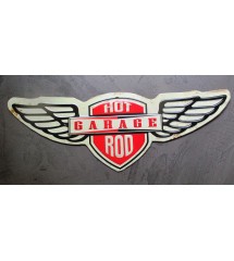 plaque hot rod garage aillé 53x19cm imitation ancienne tole pub metal