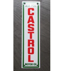plaque décorative emaillée castrol motor oil rectangulaire  20x5.5cm deco garage huile