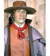 statue géante cowboy en manteau taille réel deco bar diner