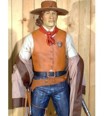 statue géante cowboy en manteau taille réel deco bar diner