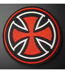patch croix celtic noir rouge dans un rond noir 8cm ecusson thermocollant veste chemises