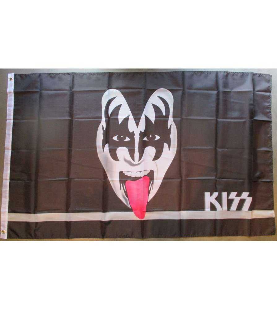  drapeau  du groupe de hard  rock  kiss nylon noir 150x90 cm flag 