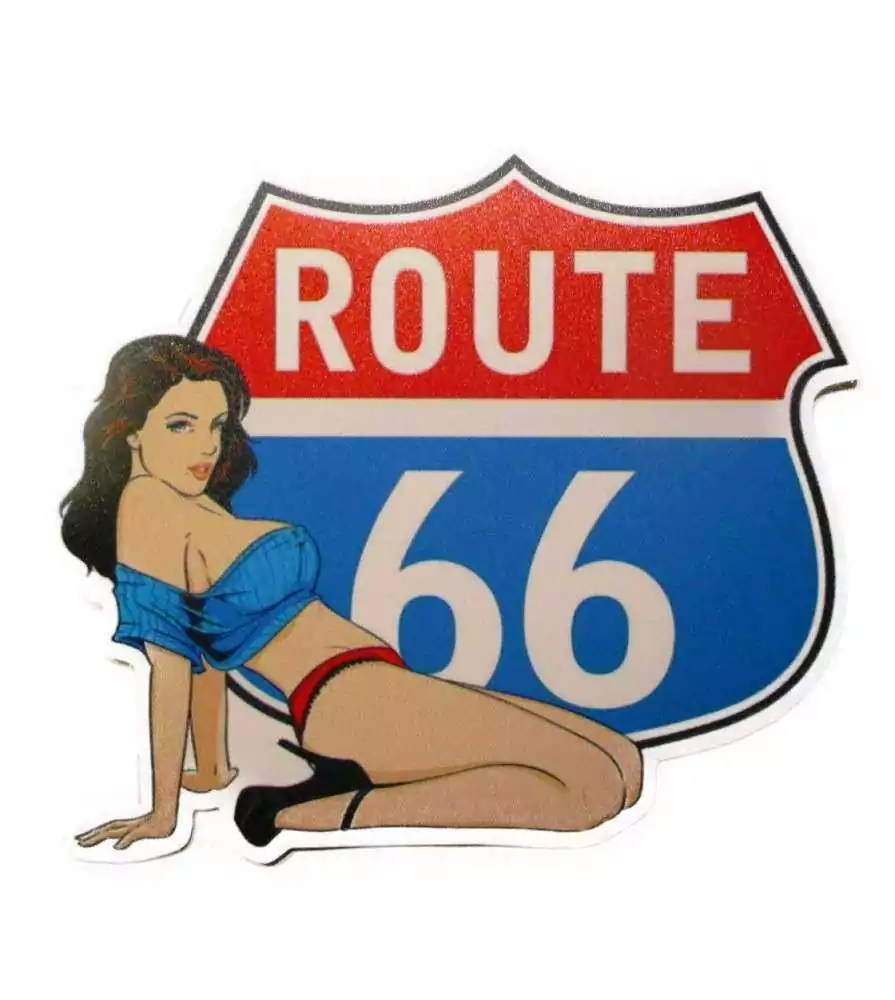 sticker pin up route 66 blason