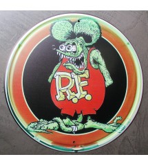 plaque rat fink ronde 30cm style néon kustom kultrure rock roll