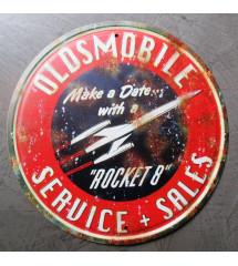 plaque oldsmobile rocket 8 service sales 30cm aspect tole vieillit voiture US