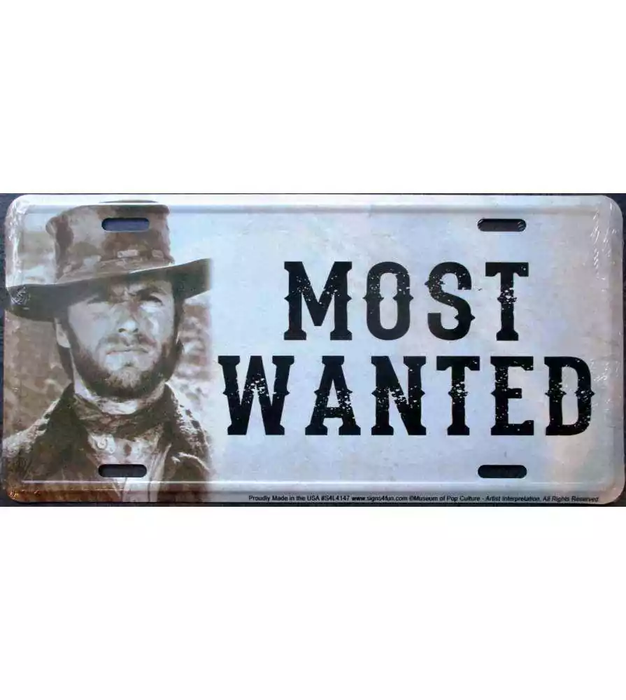 license plate clint eastwood , most wanted plaque
