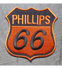 patch phillips 66 blason orange 8.5x8 cm ecusson thermocolant huile essence garage