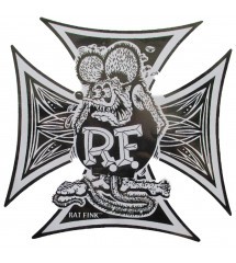 sticker rat fink croix de malte pinstriping 13x13cm autocollant