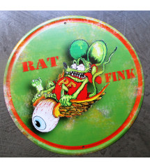 plaque decorative rat fink oeil aillé 30cm tole ronde kustom kulture eyeball