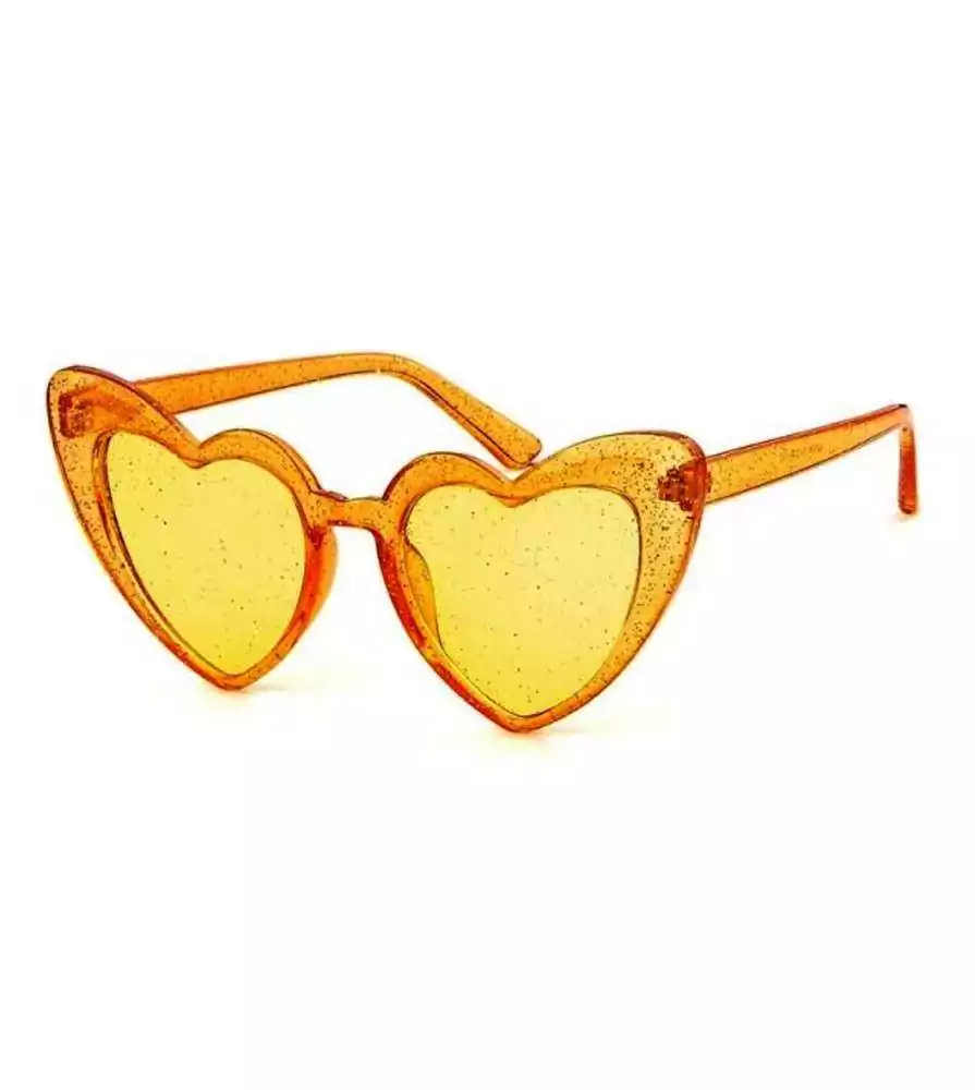 lunette de soleil femme forme coeur orange a paillettes pin up rockabilly