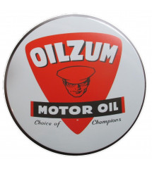 plaque décorative oilzum motor oil tole ronde 30cm blanche
