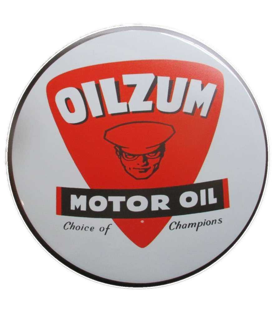plaque décorative oilzum motor oil tole ronde 30cm blanche