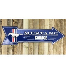 Plate Fleche Ford Mustang Garage Blue Tole Deco 51cm Poster