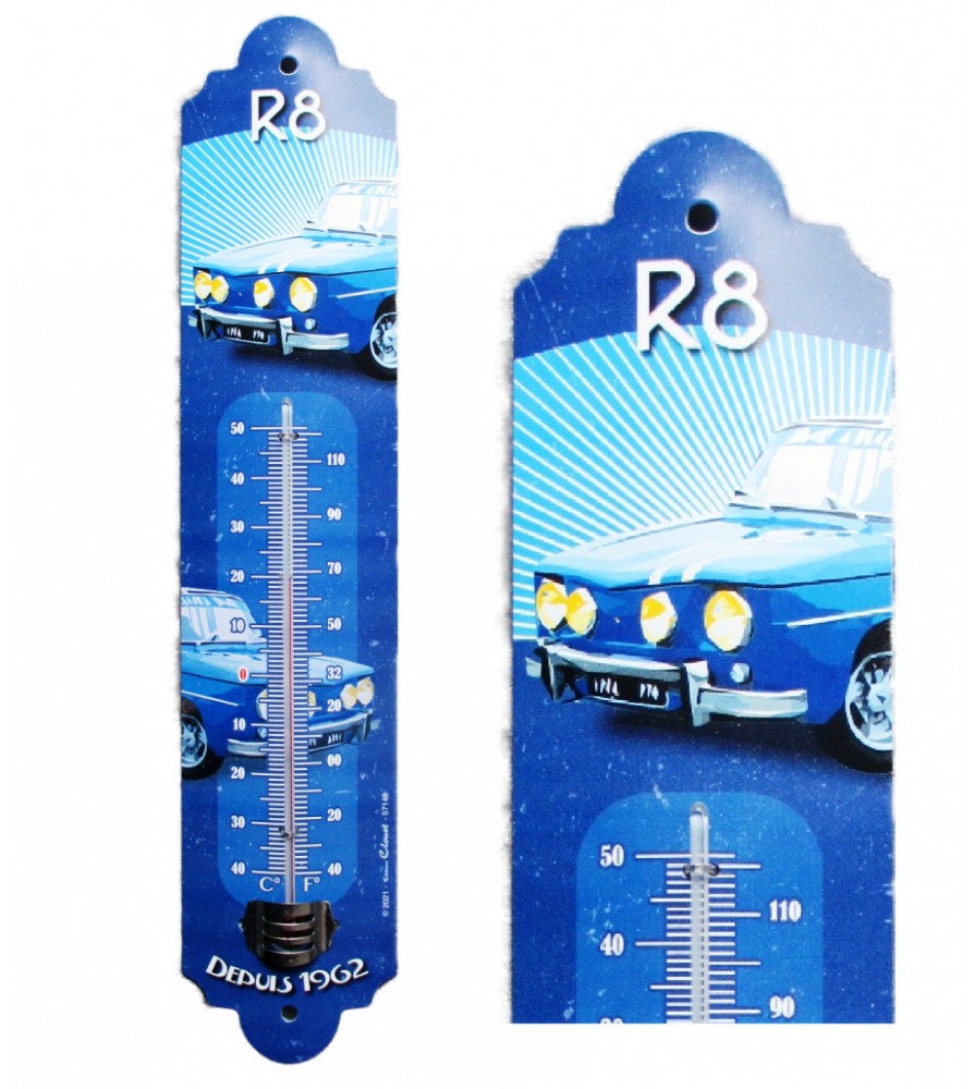 thermometre renault r8 gordini bleu, tole 30cm.0 thermometre renault r8 gordini bleu, tole 30cm.0