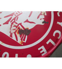 Indian Motorcycle Plate 1901 Red Round 30cm Tole Rusty Appearance