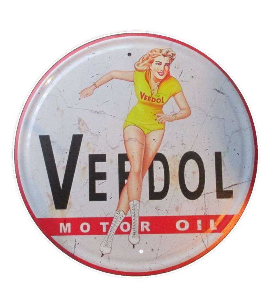 plaque pin up veedol motor oil ronde , 30cm plaque pin up veedol motor oil ronde , 30cm