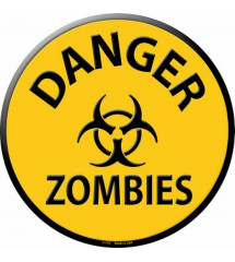 plaque danger zombies jaune...