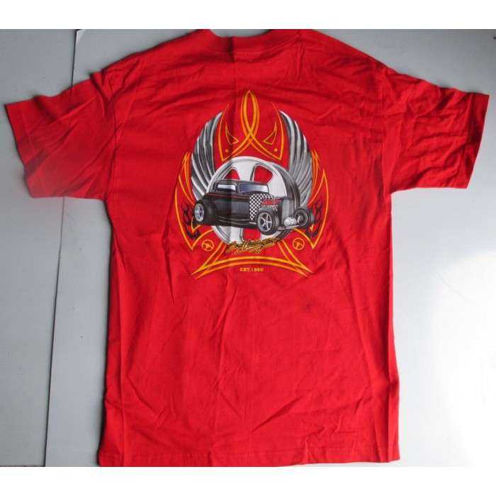 t shirt homme boyd coddington taille L rouge hot rod et roue rare