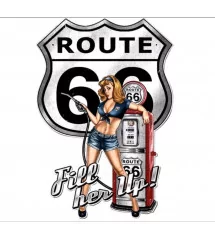 plaque pin up sexy filler up pompe a essence et logo route 66