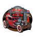 plaque 50x45cm hot rod a scallop rouge noir garage pompe tole emboutie