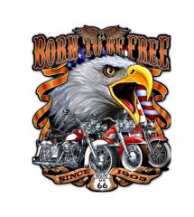 plaque 60x50cm born to be free aigle et vielle moto usa tole emboutie