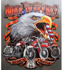 plaque 60x50cm born to be free aigle et vielle moto usa tole emboutie