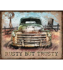 plaque Rusty but Trusty avec un vieux pick up 41x32 cm tole USA