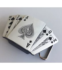 boucle de ceinture jeux de carte + briquet petrole poker