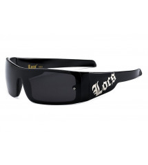 lunette de soleil LOCS noir écriture chrome homme biker motard