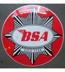 plaque décorative emaillée BSA motorcycle  rouge 12 cm tole email deco métal garage
